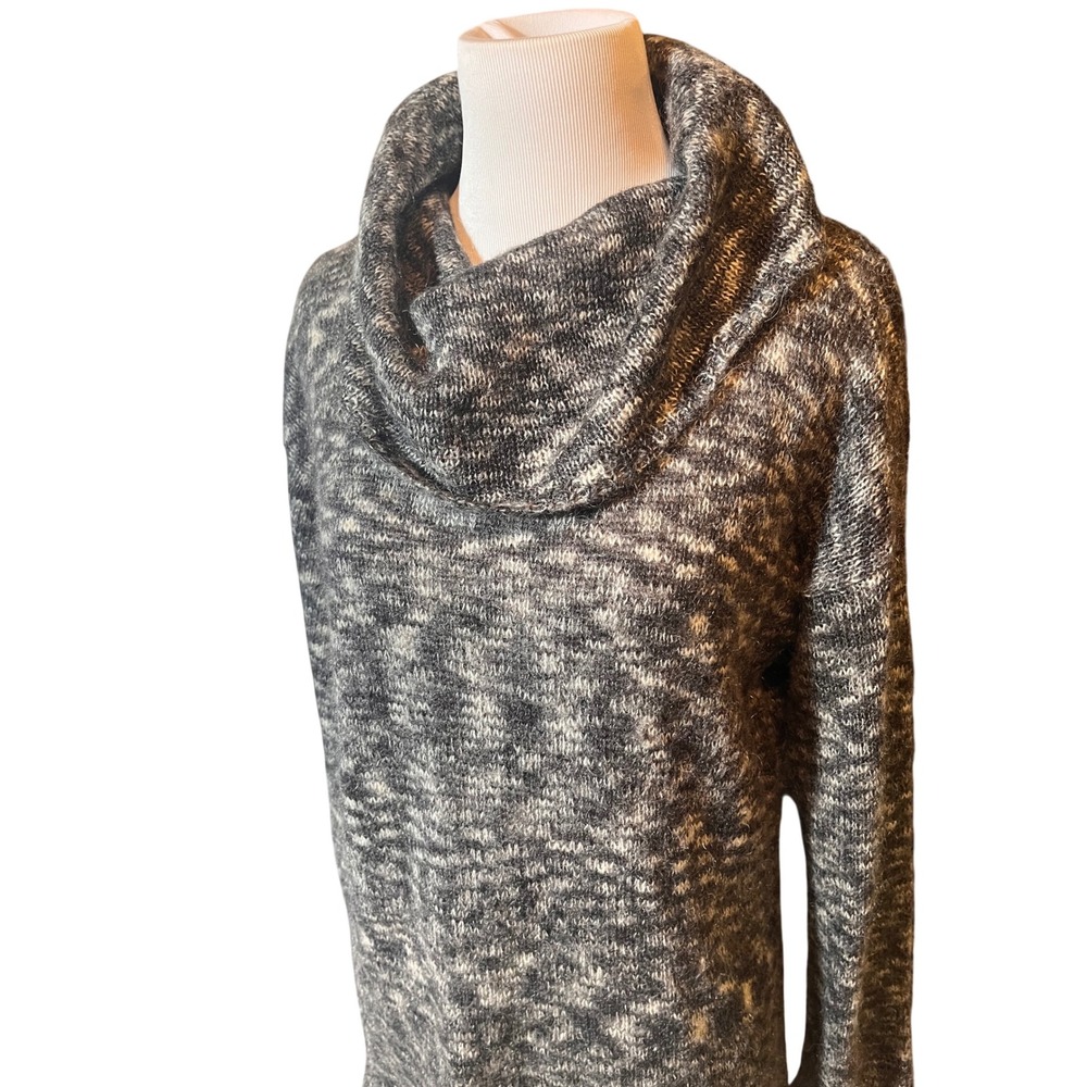 Anne Klein Gray Marled Mohair Blend Cowl Neck Sweater Women's L‎ Soft Cozy Knit - Picture 3 of 11